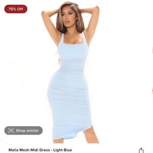Fashion Nova Malia Mesh Midi Light Blue Dress